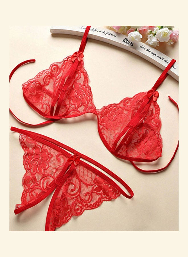Generic Women Fashion Babydoll Sleepwear Underwear Bra G-string Open Crotch Gift Bra+knickers--purple  - Image 2