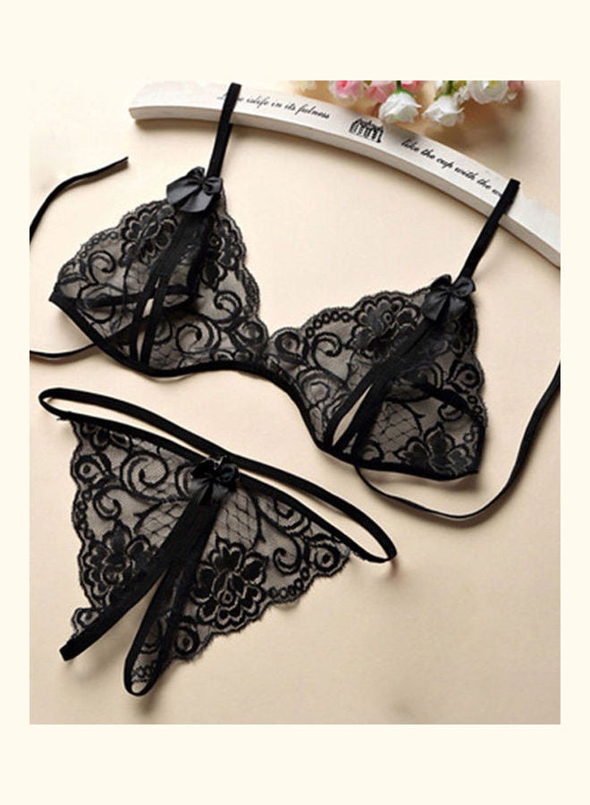 Generic Women Fashion Babydoll Sleepwear Underwear Bra G-string Open Crotch Gift Bra+knickers--purple  - Image 3