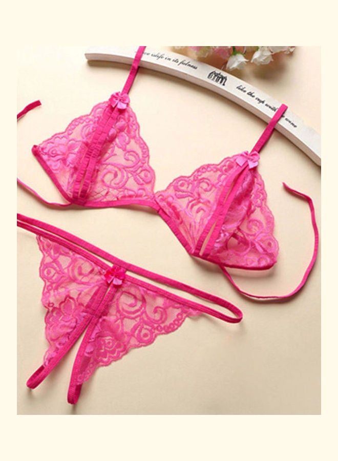 Generic Women G-string Sleepwear Bra+Knickers--Rose  - Image 1