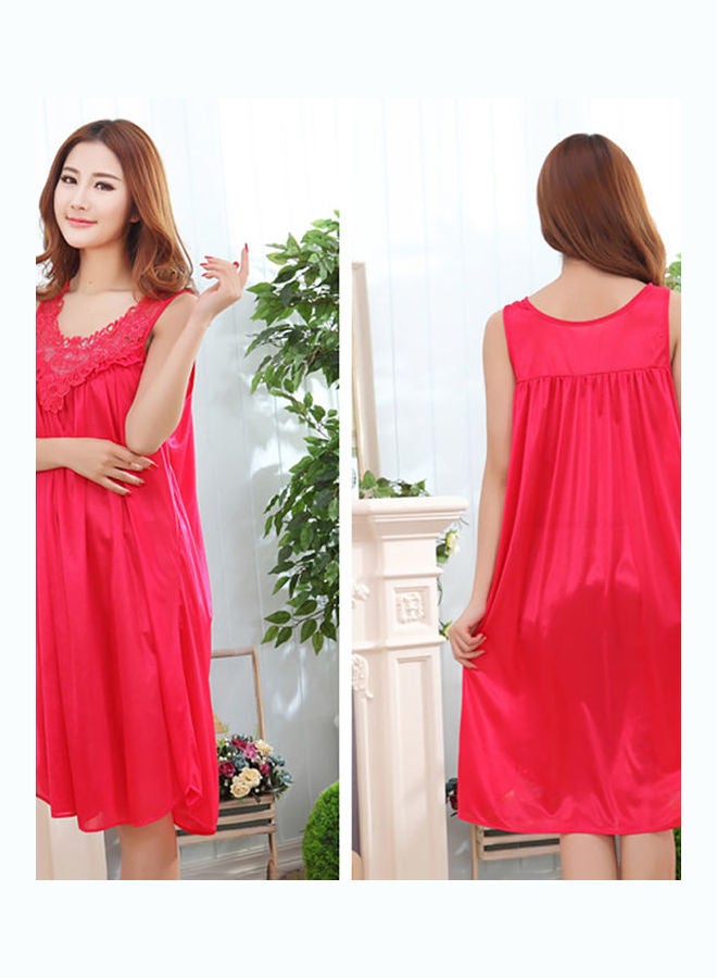 Women's Summer Fashion Sleeveless Loose Breathable Sleepwear Nightdress Dark Blue - Image 2