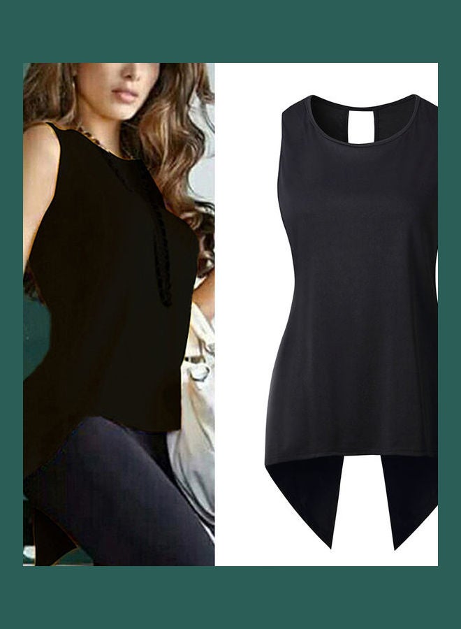 Fashion Sleeveless Back Cross Women T-Shirt O-Neck Breathable Summer Top Blouse Sapphire Blue - Image 5