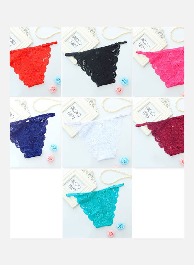 Generic - Lace Flower See-through Women's Low Waist Briefs Erotic Underwear Thong Wine Red - Image 1