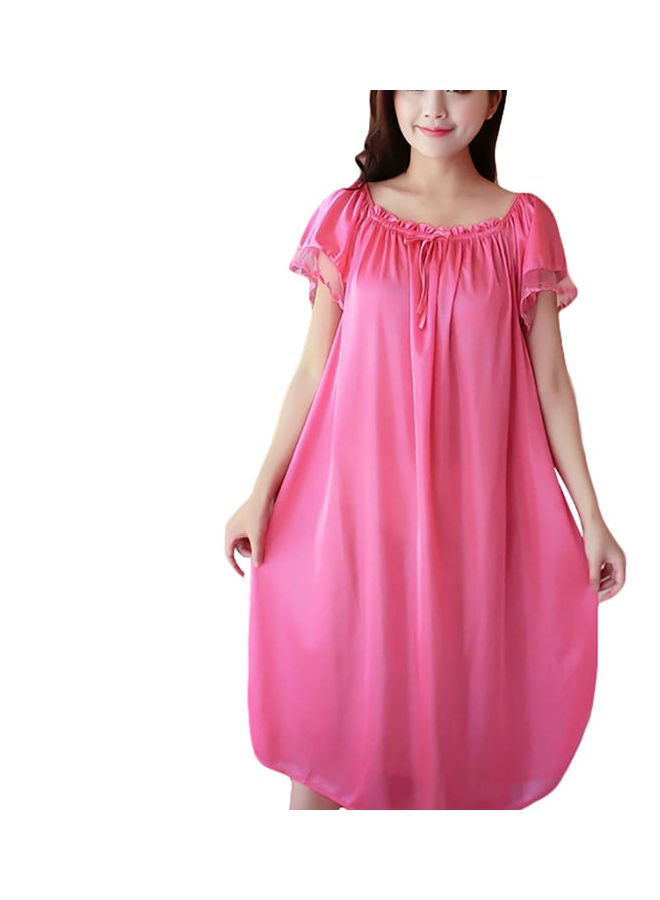 Solid Comfortable Nightdress Watermelon Red - Image 1