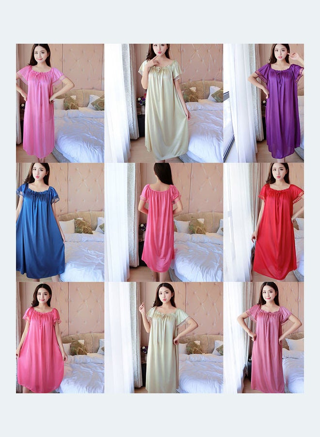 Solid Comfortable Nightdress Watermelon Red - Image 2