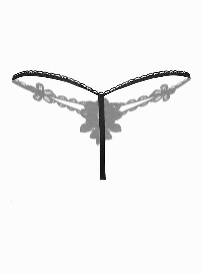 Fashion See-through Embroidery Flower Women Low Rise Briefs Underwear Thong White  - Image 2