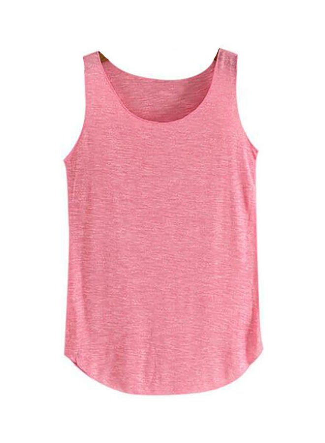 Women Summer Sexy Solid Colour Vest Sleeveless Blouse Loose Tank Top T-Shirt Rose Red - Image 1