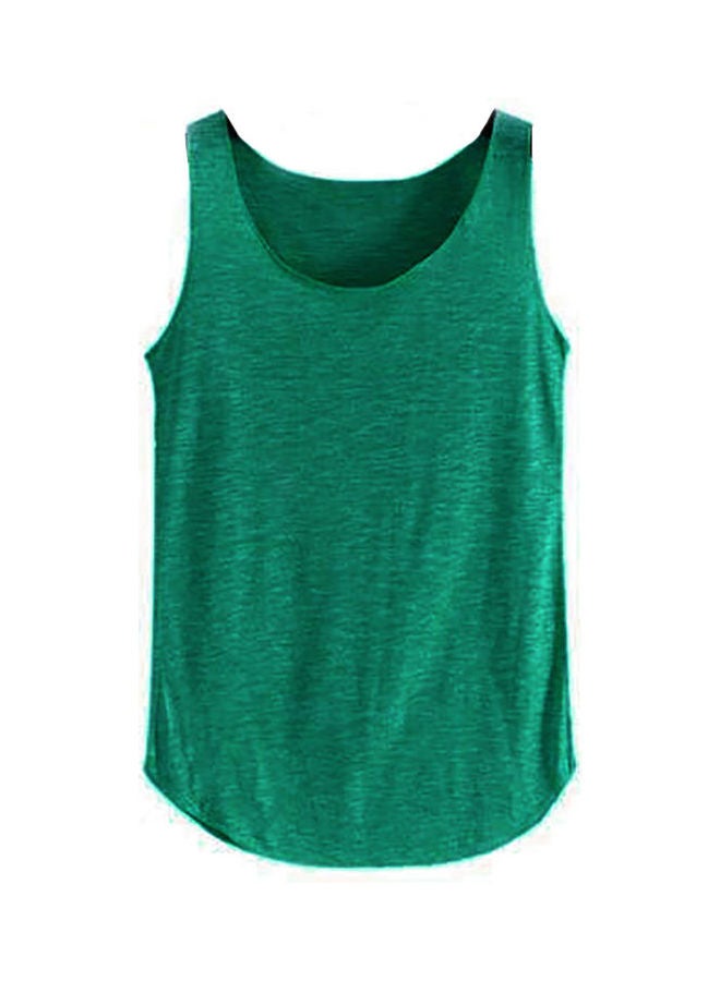 Women Summer Solid Colour Vest Sleeveless Blouse Loose Tank Top T-Shirt Dark Green - Image 1