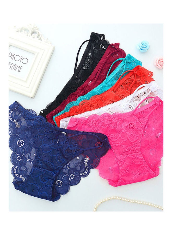 Women Hollow Lace See-Through Mid Waist Underwear Briefs Panties Thong Green  - Image 1