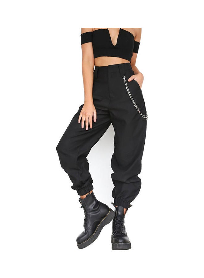 Women Fashion Sweatpants with Chains Black  - Image 1