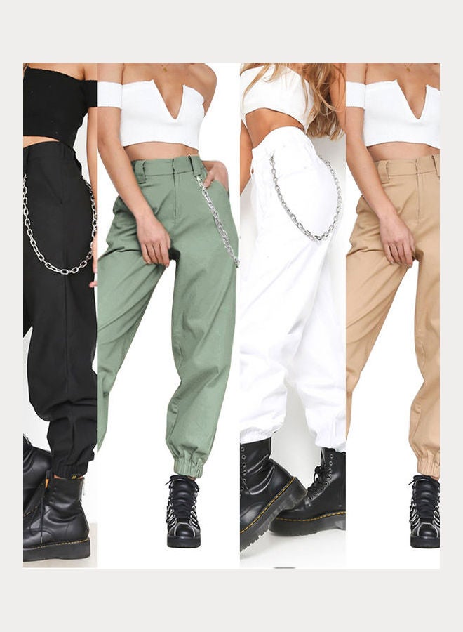 Women Fashion Sweatpants with Chains Black  - Image 2