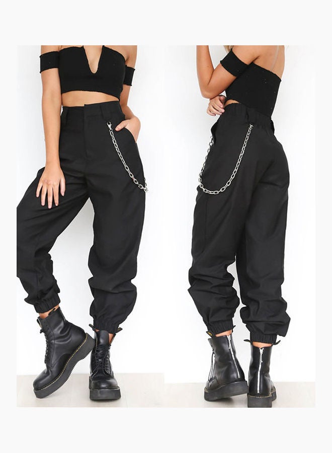 Women Fashion Sweatpants with Chains Black  - Image 4