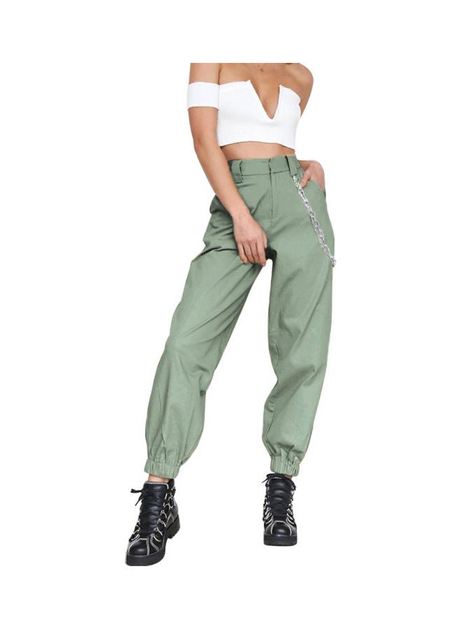Women Fashion Sweatpants with Chains Green  - Image 1