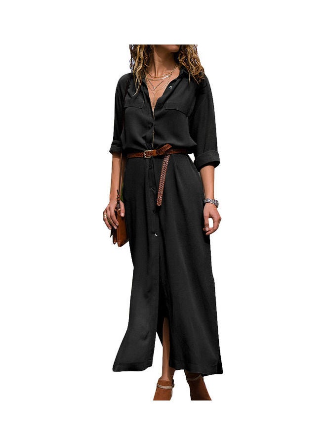 Button Detail Maxi Dress Black  - Image 1