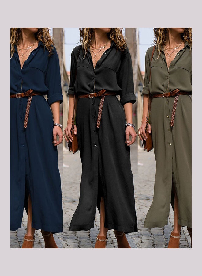 Button Detail Maxi Dress Black  - Image 2