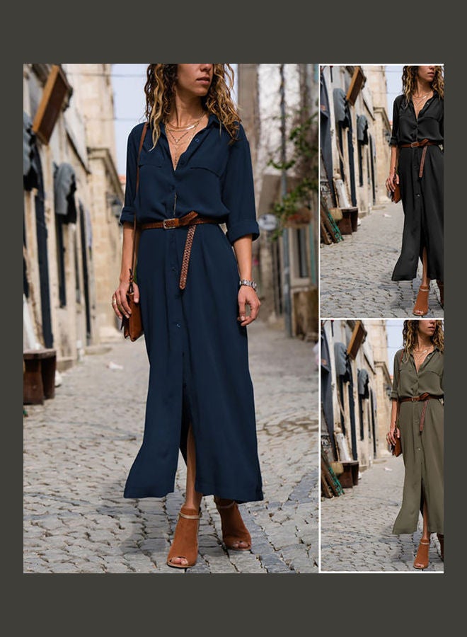 Button Detail Maxi Dress Black  - Image 3