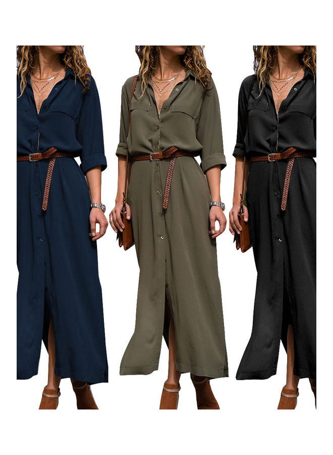 Button Detail Maxi Dress Black  - Image 4