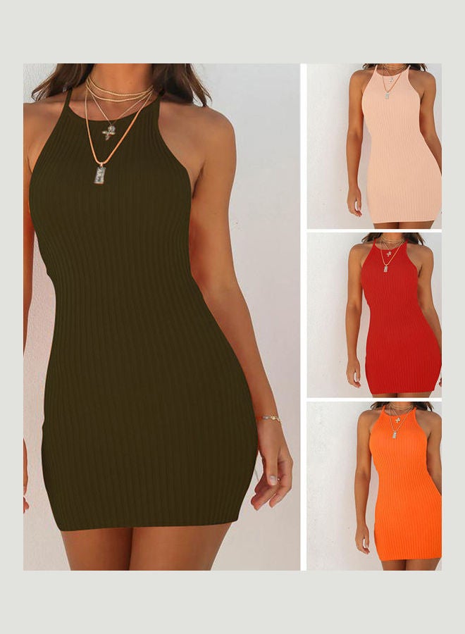 Fashion Women Summer Ribbed Spaghetti Strap Sleeveless Bodycon Mini Dress Black - Image 1