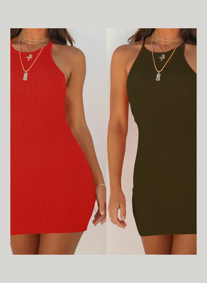 Fashion Women Summer Ribbed Spaghetti Strap Sleeveless Bodycon Mini Dress Black - Image 3