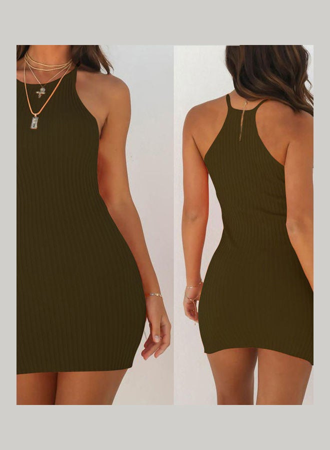 Fashion Women Summer Ribbed Spaghetti Strap Sleeveless Bodycon Mini Dress Black - Image 4