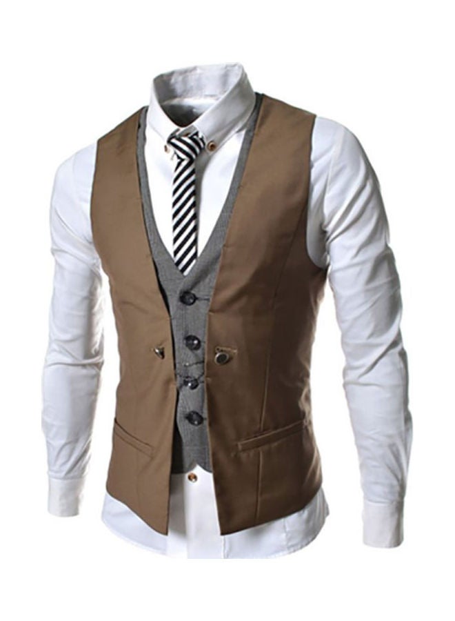 V Neck Buttoned Detail Waistcoat Black