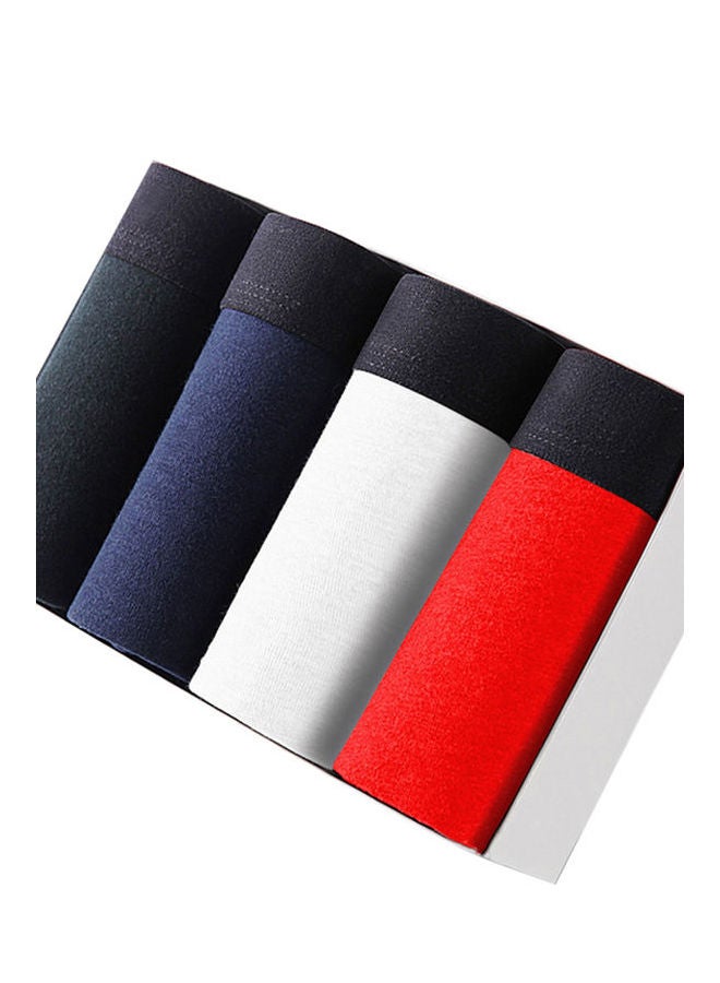 4-Piece Elastic Cotton Boxers White/Red/Green  - Image 1