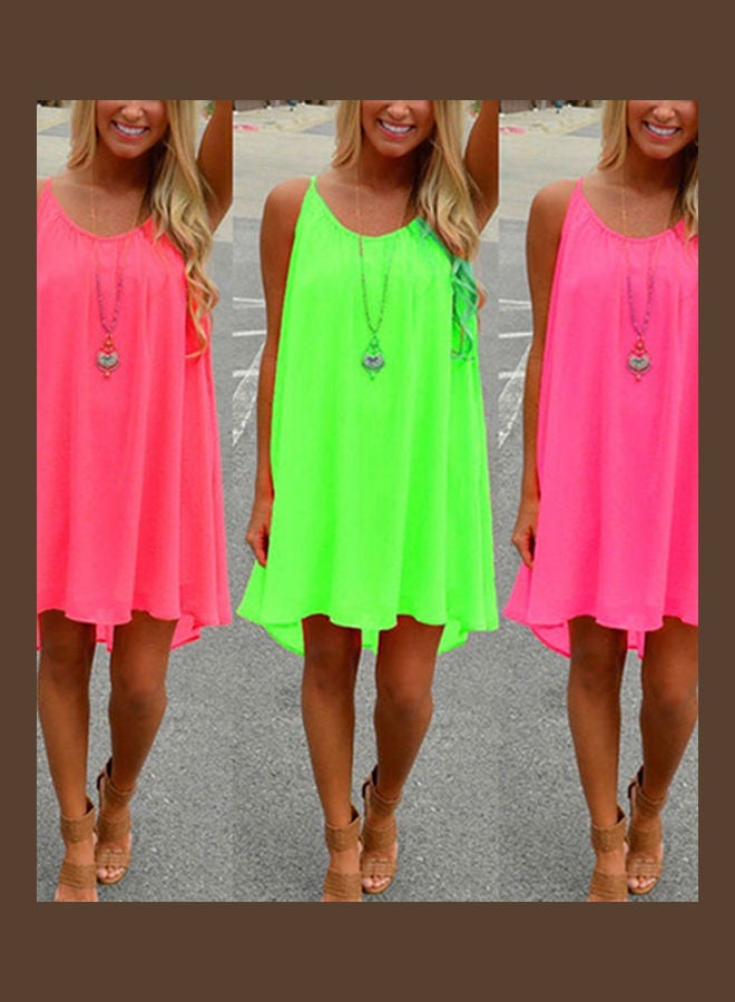 Sexy Women Summer Casual Sleeveless Evening Party Beach Dress Short Mini Dress Orange - Image 2