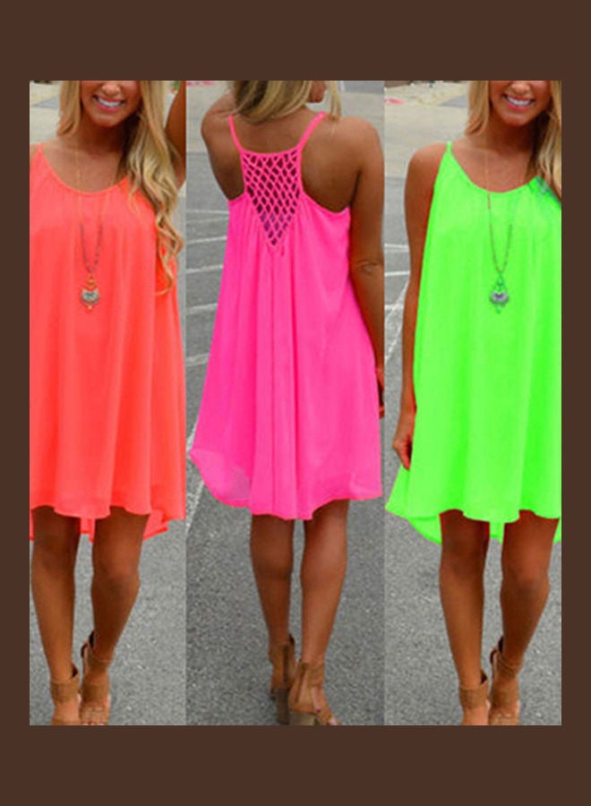 Sexy Women Summer Casual Sleeveless Evening Party Beach Dress Short Mini Dress Orange - Image 1