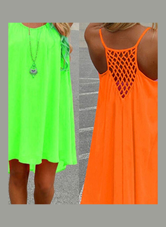 Sexy Women Summer Casual Sleeveless Evening Party Beach Dress Short Mini Dress Orange - Image 4