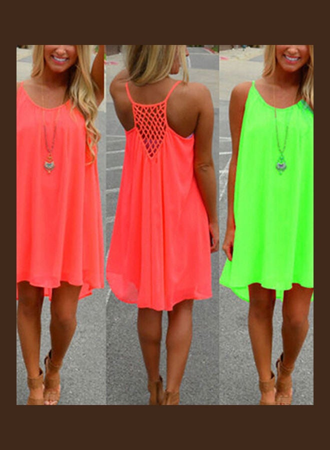 Sexy Women Summer Casual Sleeveless Evening Party Beach Dress Short Mini Dress Orange - Image 5