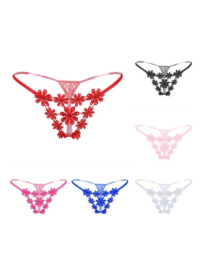 Women Flower Hollow Briefs Red - Image 2