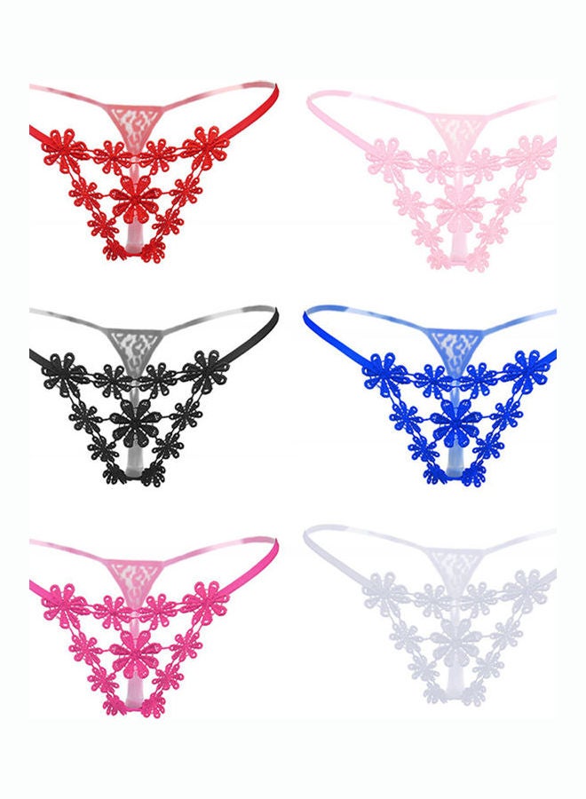 Women Flower Hollow Briefs Red - Image 3