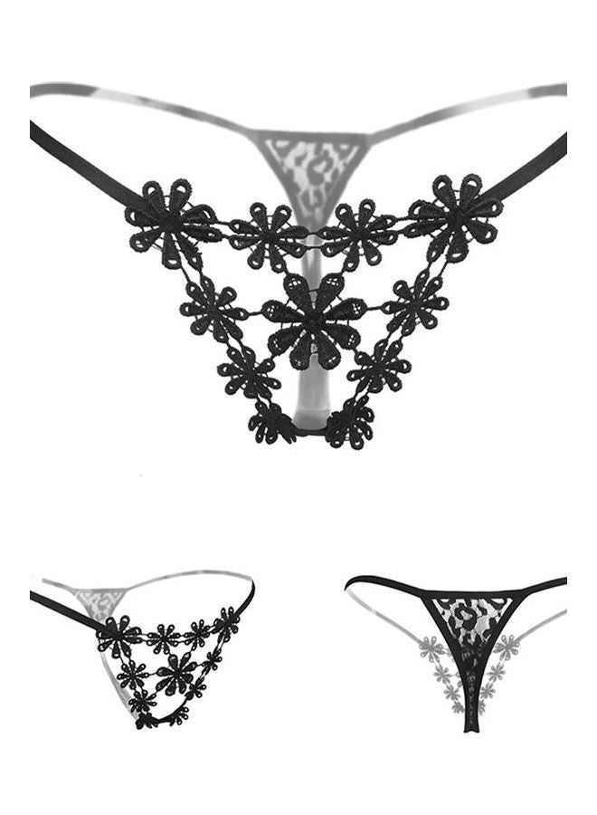 Women Flower Hollow Briefs Red - Image 4
