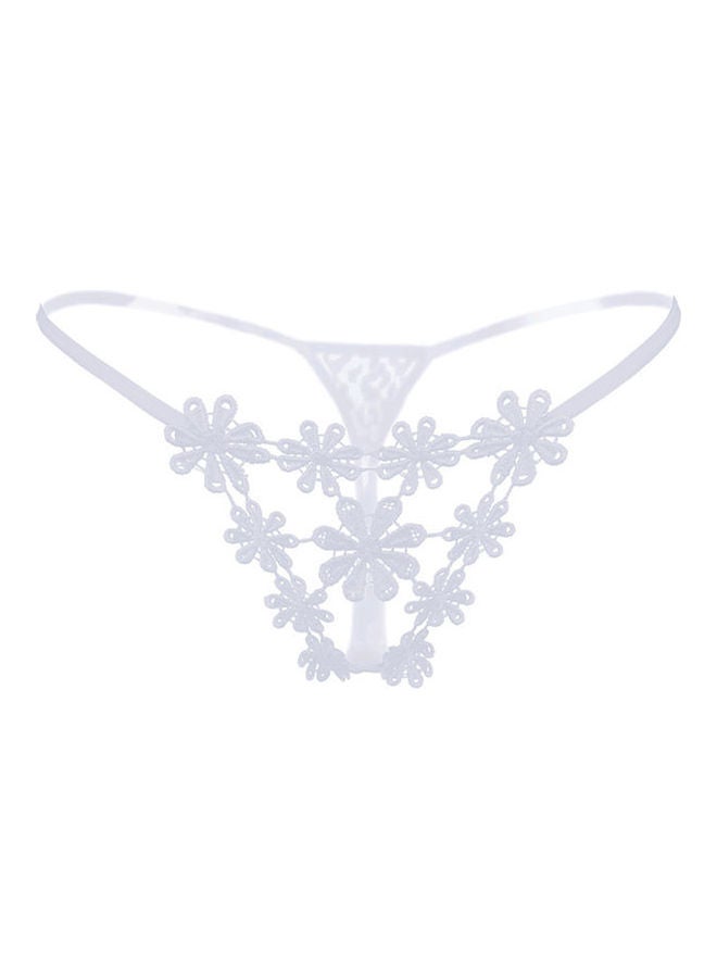 Women Flower Hollow Briefs White - Image 1