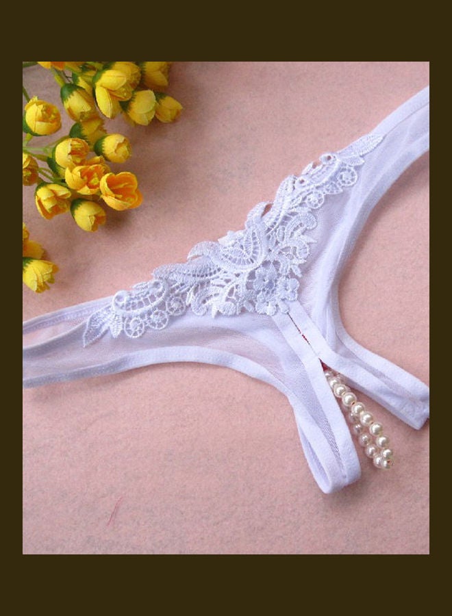 Faux Pearl Underwear White 
