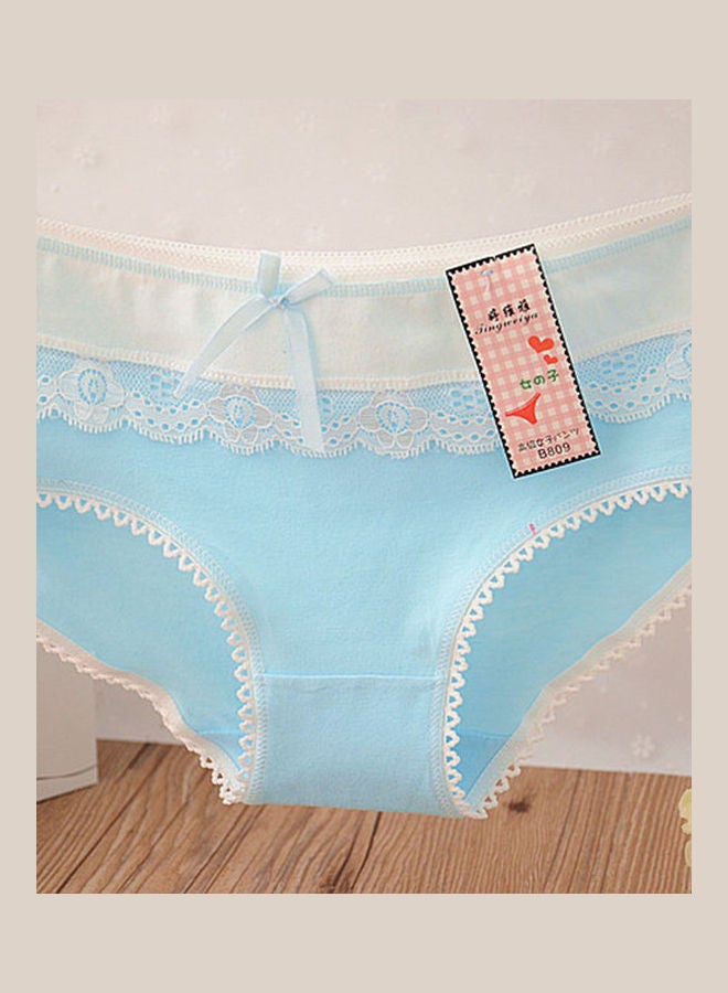 Cotton Lace Briefs Panties Blue  - Image 1