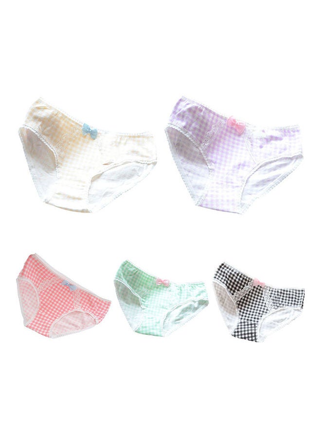 Women Bowknot Panties Flower Lace Grid Pattern Low Rise Briefs Underwear Light Purple  - Image 4