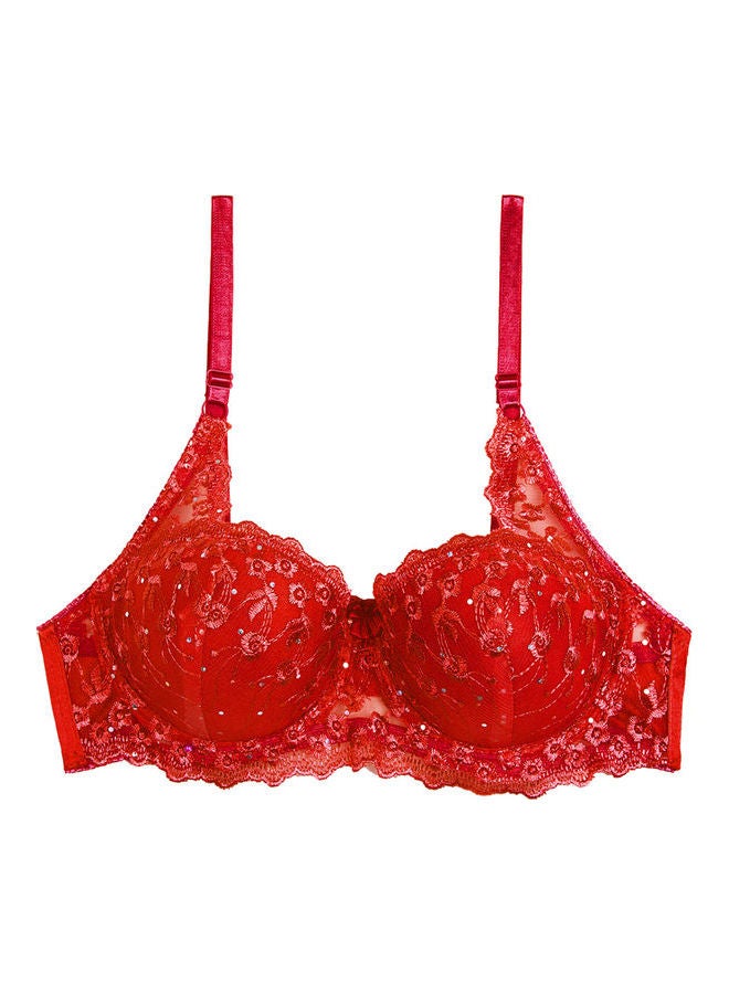 Generic - Push Up Underwire Breathable Bra Red - Image 1