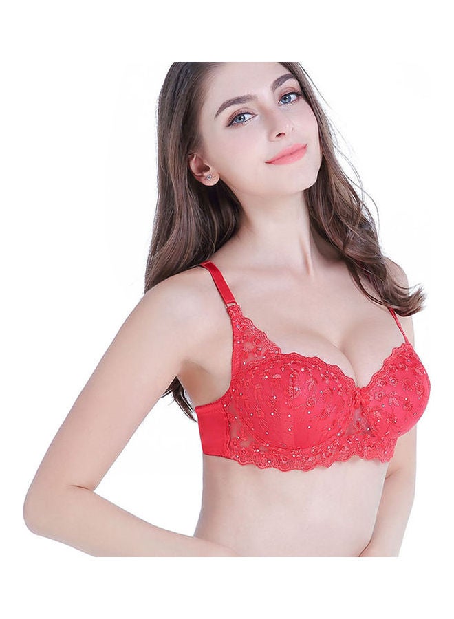 Generic - Push Up Underwire Breathable Bra Red - Image 1
