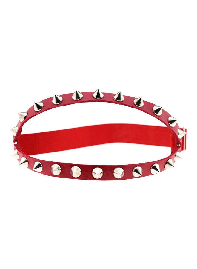 Fashion Punk Women Faux Leather Rivet Spike Leg Ring Stocking Body Jewelry Red - Image 1
