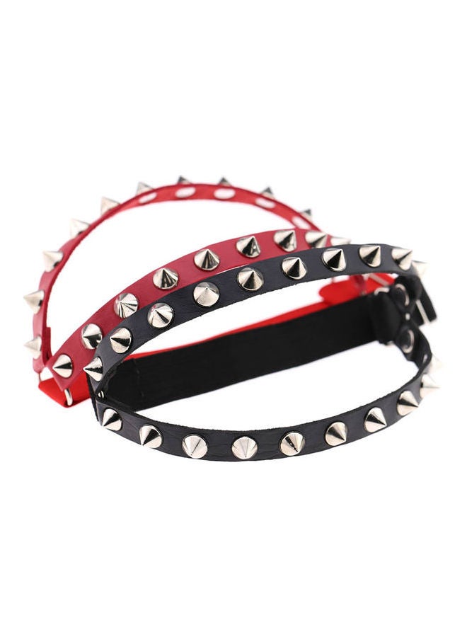 Fashion Punk Women Faux Leather Rivet Spike Leg Ring Stocking Body Jewelry Red - Image 5