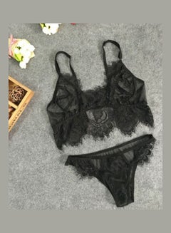 Generic Lace G-String With Bra Nightwear Set Black 