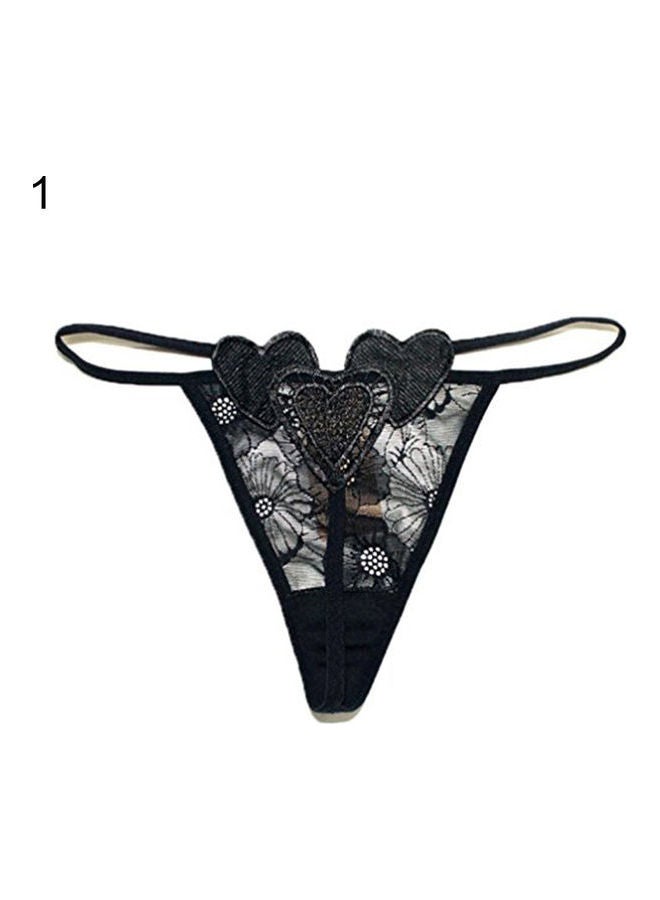 Generic - Women Lace Hollow Low Waist Panty G-String Underwear Black - Image 1