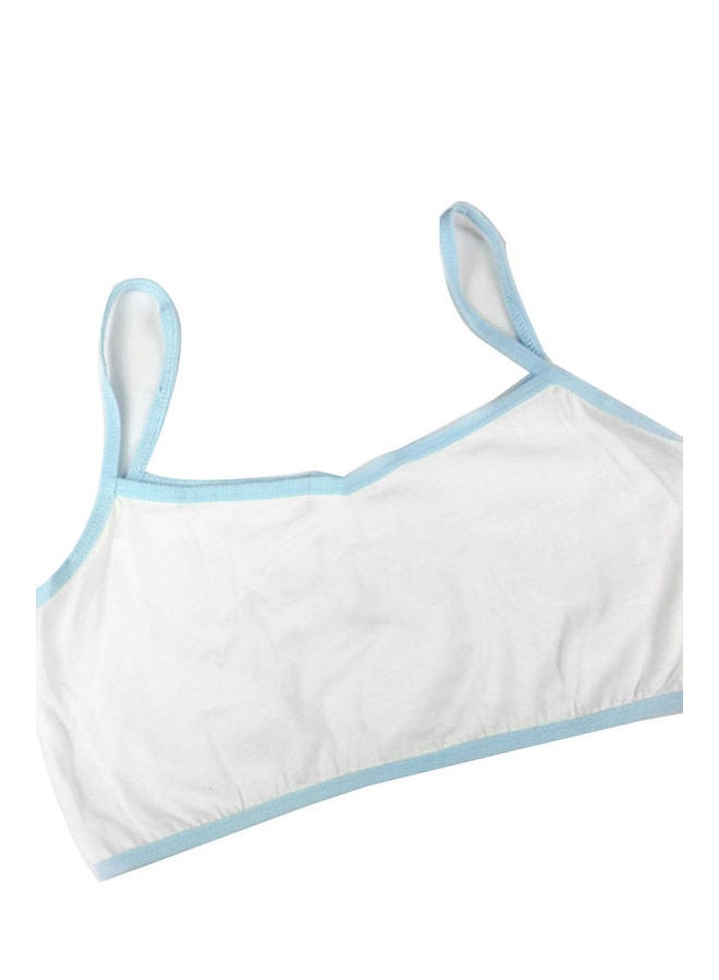 Kids Girls Spaghetti Strap Underwear Maiden Cotton Sports Brassiere Training Bra Blue  - Image 1