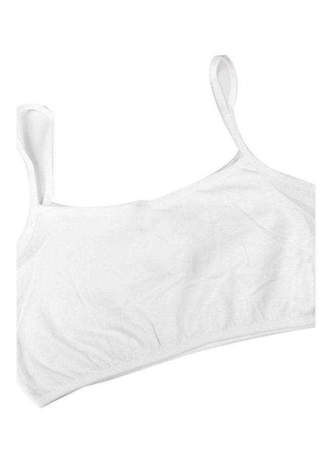 Kids Girls Spaghetti Strap Underwear Maiden Cotton Sports Brassiere Training Bra White  - Image 1