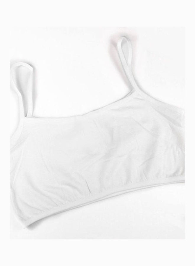 Kids Girls Spaghetti Strap Underwear Maiden Cotton Sports Brassiere Training Bra White  - Image 4