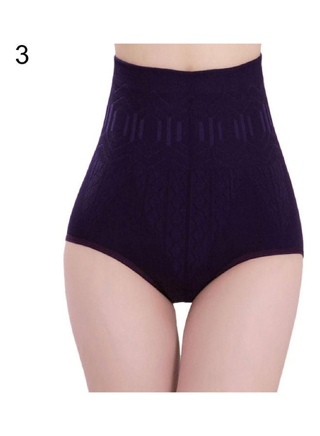 Lady Fashion High Waist Tummy Control Hip Lifting Body Shape Slimming Briefs Purple - Image 1