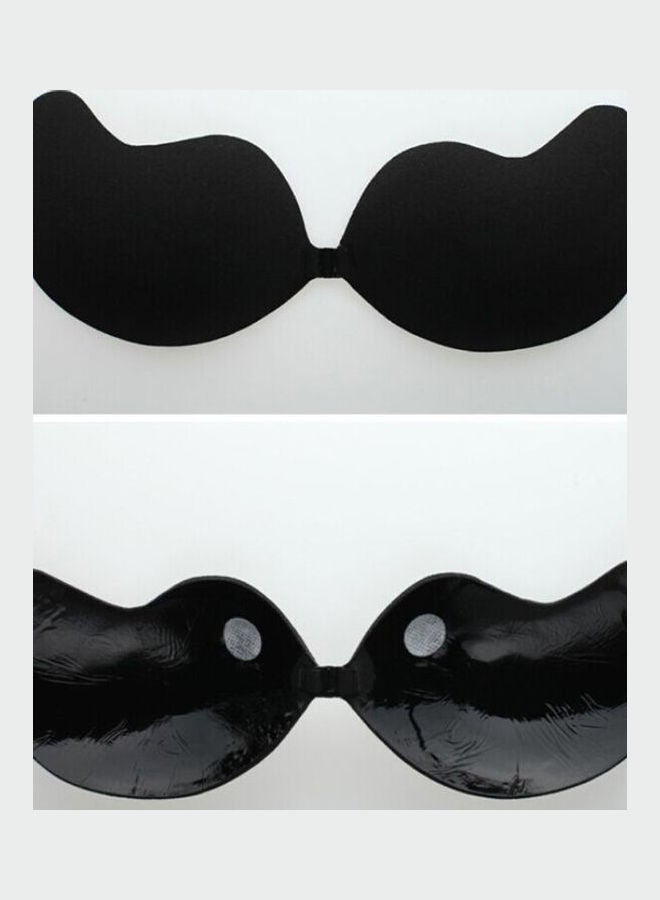 Women Silicone Self-Adhesive Backless Strapless Push up Invisible Bra A B C Black 