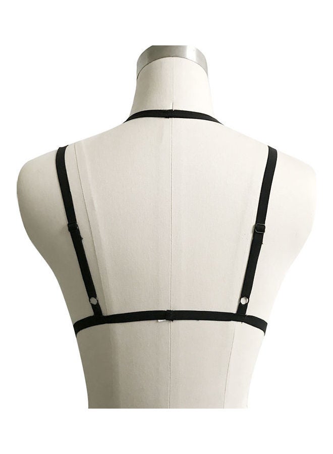 Lady Halter Cage Harness Bra Elastic Bandage Strappy Hollow Out Bustier Top Black - Image 2