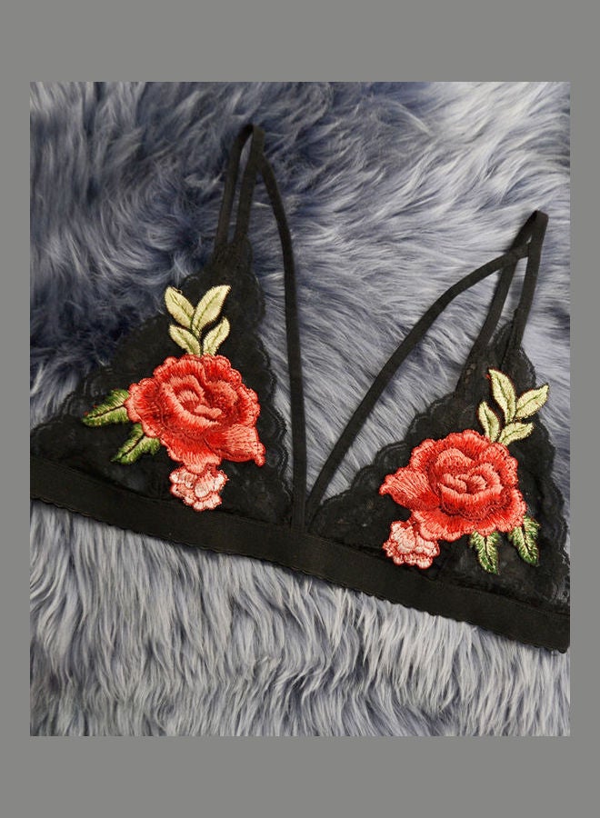 Charming Women's Lace Rose Flower Hollow out Bralette Harness Cage Bra Top Black  - Image 3