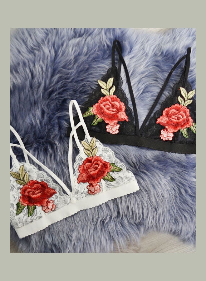 Charming Women's Lace Rose Flower Hollow out Bralette Harness Cage Bra Top Black  - Image 1